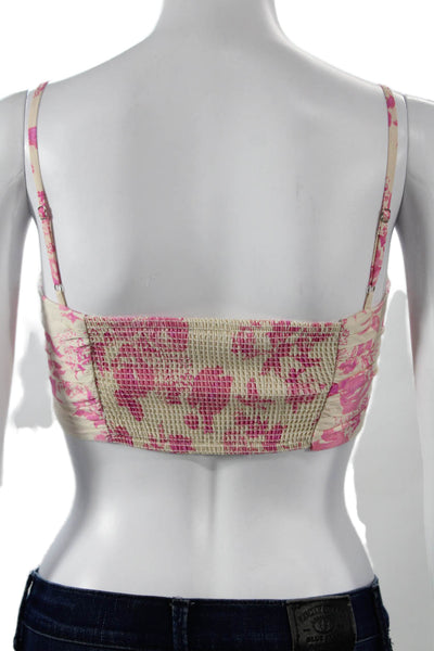 Olivaceous Womens White Floral Cotton Sweetheart Sleeveless Crop Top Size S