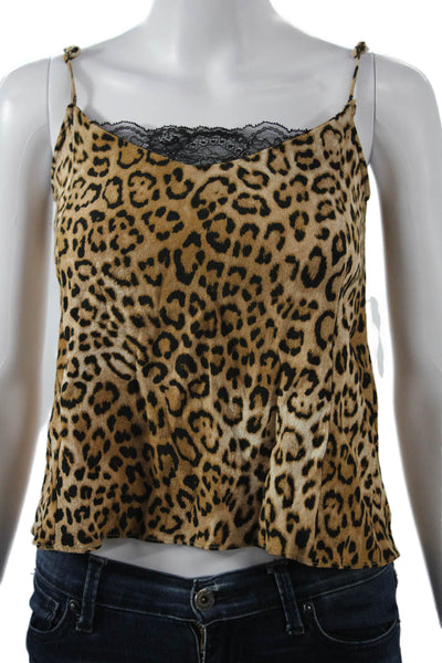 Zara Trafaluc Women Cropped Camisole Beige Animal Print Polyester Blend Size XS