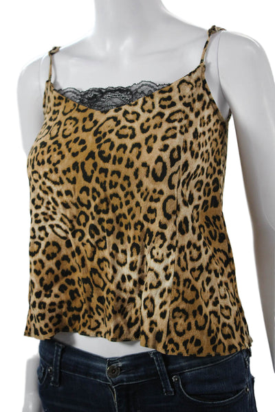 Zara Trafaluc Women Cropped Camisole Beige Animal Print Polyester Blend Size XS