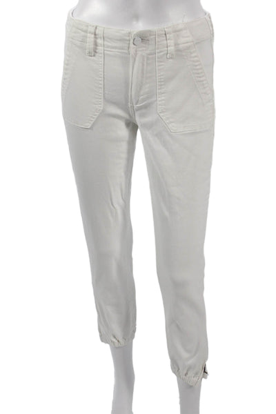 Paige Women Ankle Jogger Pants White Button Size 24