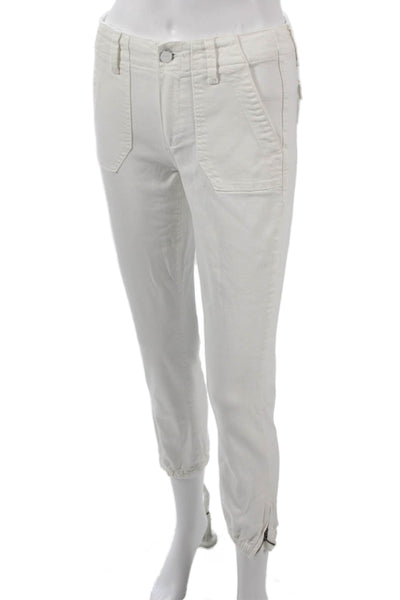 Paige Women Ankle Jogger Pants White Button Size 24