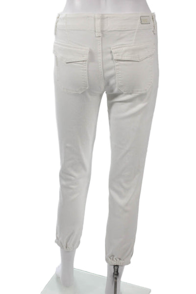 Paige Women Ankle Jogger Pants White Button Size 24