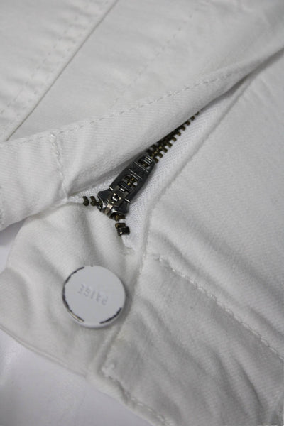 Paige Women Ankle Jogger Pants White Button Size 24