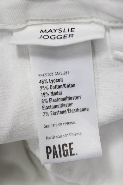 Paige Women Ankle Jogger Pants White Button Size 24