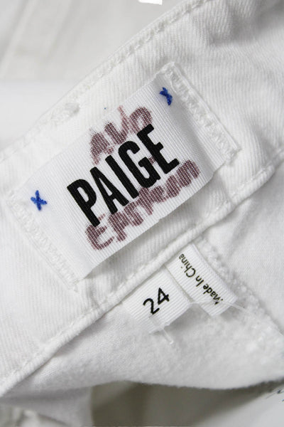Paige Women Ankle Jogger Pants White Button Size 24