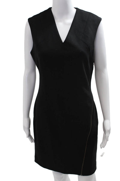 Helmut Helmut Lang Women Sheath Dress Black Sleeveless V Neck Mid Calf Size L