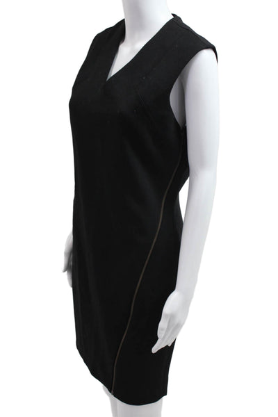 Helmut Helmut Lang Women Sheath Dress Black Sleeveless V Neck Mid Calf Size L