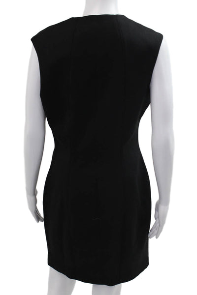 Helmut Helmut Lang Women Sheath Dress Black Sleeveless V Neck Mid Calf Size L