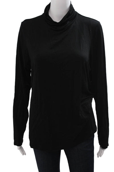 Tahari Womens Basic Mock Neck Long Sleeve Top Black Size XL