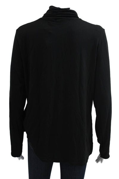 Tahari Womens Basic Mock Neck Long Sleeve Top Black Size XL