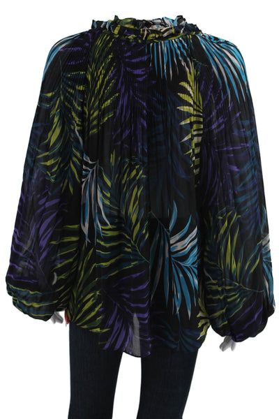 Kobi Halperin Womens Tunic Blouse Black Long Sleeve Drawstring Size L