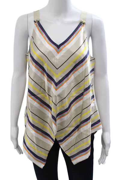 Trina Turk Women Camisole Beige Striped V-Neck Buckle Size M