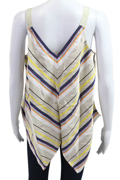 Trina Turk Women Camisole Beige Striped V-Neck Buckle Size M