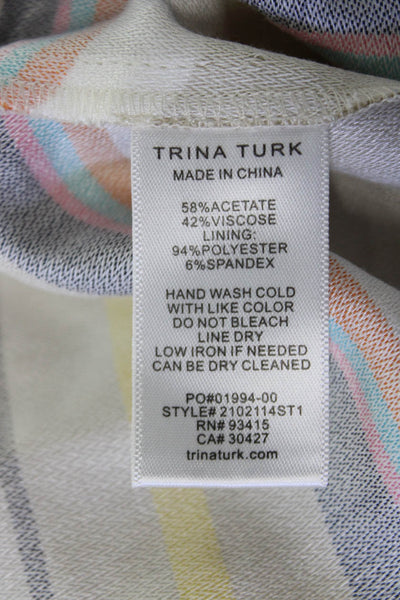 Trina Turk Women Camisole Beige Striped V-Neck Buckle Size M
