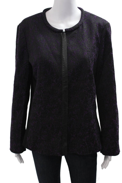Lafayette 148 New York Womens Black Floral Blazer Long Sleeve Size 14