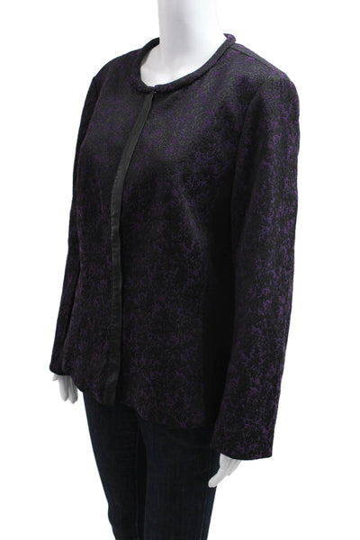 Lafayette 148 New York Womens Black Floral Blazer Long Sleeve Size 14