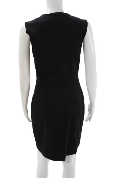 Amy Matto Women Sheath Dress Black Sleeveless Round Neck Zip Short Size 6