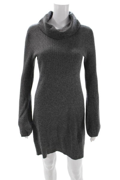 Design History Women Sweater Dress Gray Cashmere Turtleneck Long Sleeve Size M