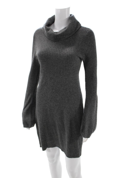 Design History Women Sweater Dress Gray Cashmere Turtleneck Long Sleeve Size M