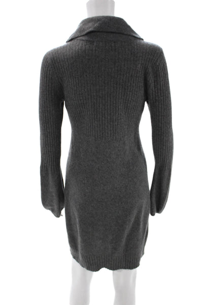 Design History Women Sweater Dress Gray Cashmere Turtleneck Long Sleeve Size M