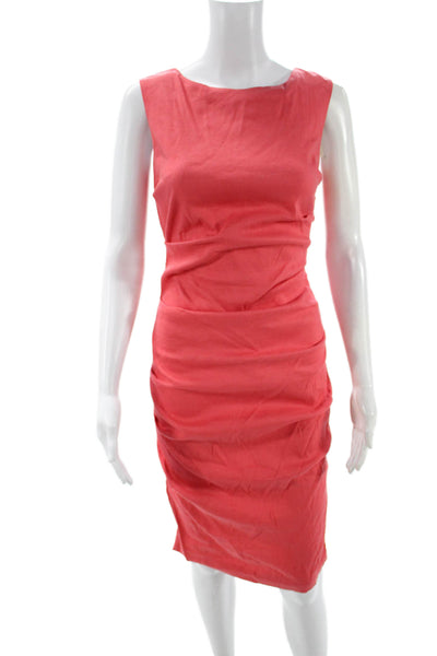 Nicole Miller Womens Sheath Pencil Dress Red Sleeveless Round Neck Size 4