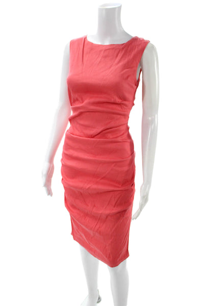 Nicole Miller Womens Sheath Pencil Dress Red Sleeveless Round Neck Size 4