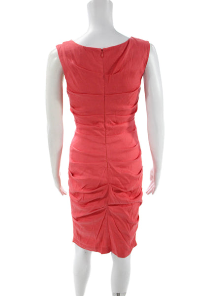 Nicole Miller Womens Sheath Pencil Dress Red Sleeveless Round Neck Size 4