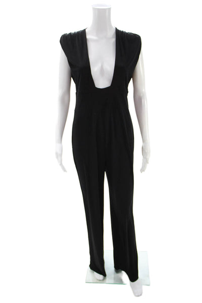 Veronica M Womens Sleeveless Scoop Neck Black Jumpsuit Size S