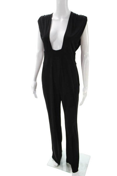 Veronica M Womens Sleeveless Scoop Neck Black Jumpsuit Size S