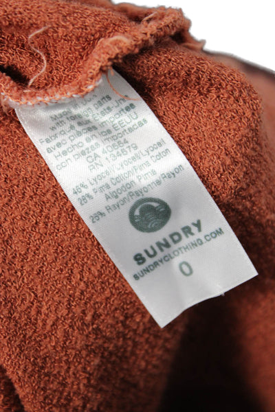 Sundry Women Pullover Sweatshirt Brown Long Sleeve Crew Neck Size 0