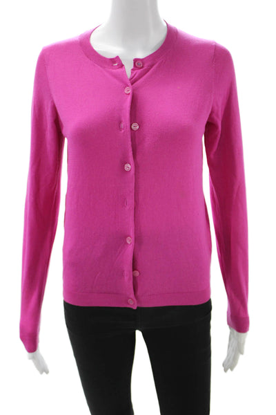 Joules Women Pink Cotton Button Cardigan Round Neck Long Sleeve Solid Size 2
