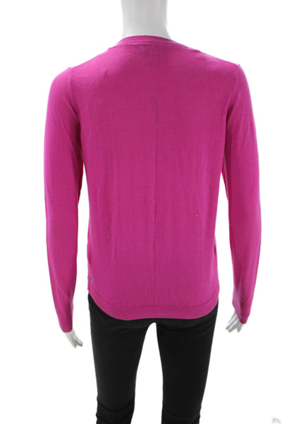 Joules Women Pink Cotton Button Cardigan Round Neck Long Sleeve Solid Size 2