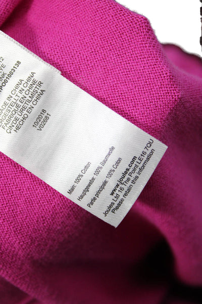 Joules Women Pink Cotton Button Cardigan Round Neck Long Sleeve Solid Size 2