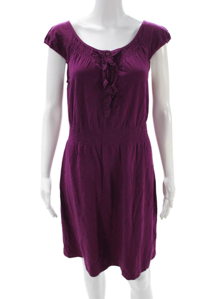 Theory Women Purple Sundress Cotton Spandex Short Sleeve Above Knee Size S