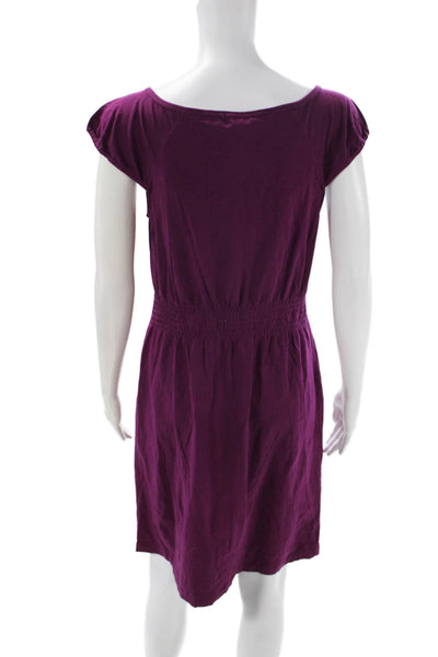 Theory Women Purple Sundress Cotton Spandex Short Sleeve Above Knee Size S