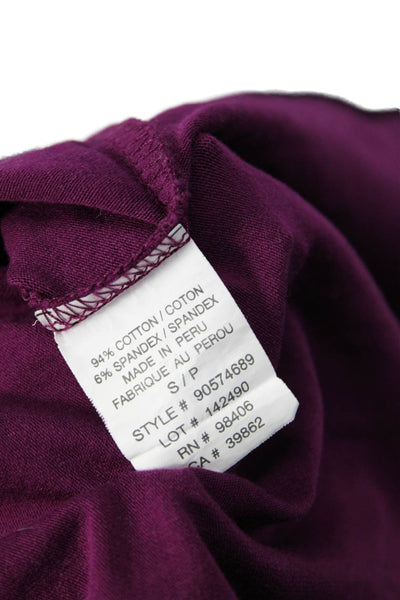 Theory Women Purple Sundress Cotton Spandex Short Sleeve Above Knee Size S