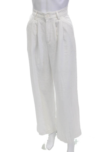 Nonchalant Label Women Dress Pants White Button Polyester Solid Size XS