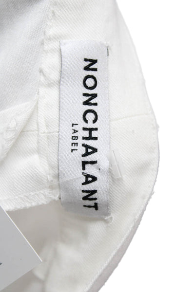 Nonchalant Label Women Dress Pants White Button Polyester Solid Size XS