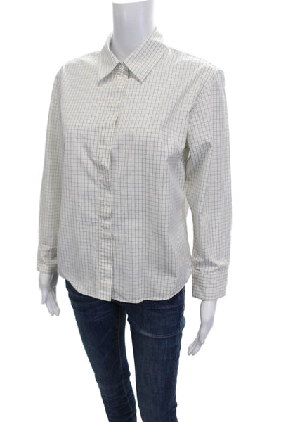 Dries Van Noten Women Collared Check Cotton Button-Up Top Long Sleeve Size 40