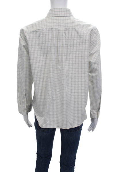 Dries Van Noten Women Collared Check Cotton Button-Up Top Long Sleeve Size 40