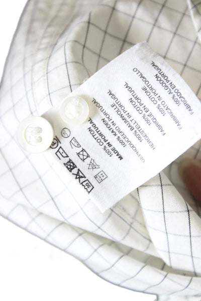 Dries Van Noten Women Collared Check Cotton Button-Up Top Long Sleeve Size 40