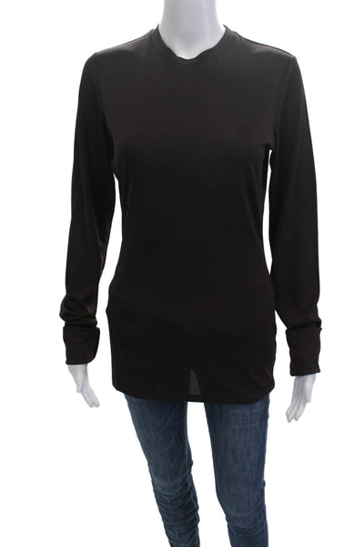 Dark Park Women Basic Black T-Shirt Crew Neck Long Sleeve Size L