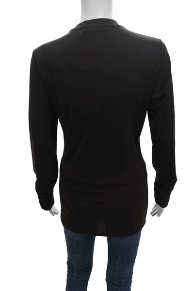 Dark Park Women Basic Black T-Shirt Crew Neck Long Sleeve Size L