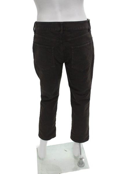 James Perse Mens Cropped Ankle Cotton Pants Brown Button Size 32