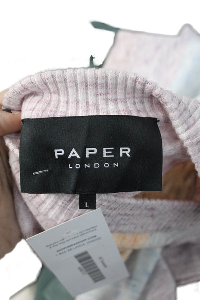 Paper London Women Pink VNeck Striped Cardigan Long Sleeve Size L
