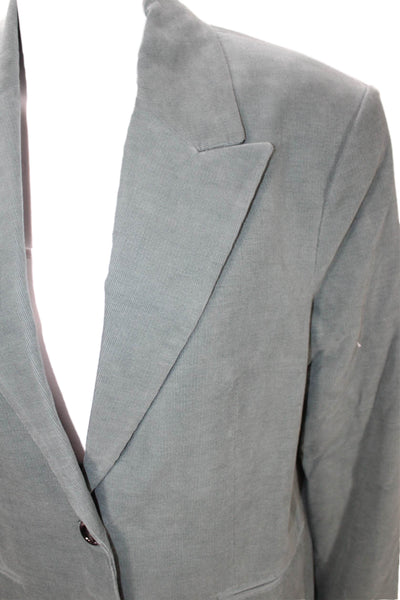 MNG Mens 2 Piece Green Cotton Collared Button Solid Suit Jacket Pants Size XL