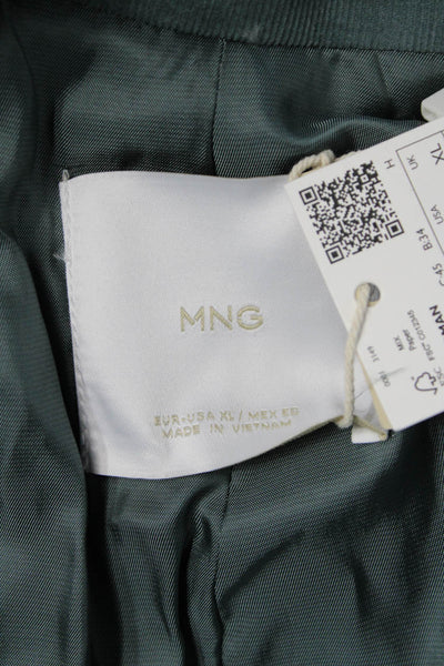 MNG Mens 2 Piece Green Cotton Collared Button Solid Suit Jacket Pants Size XL