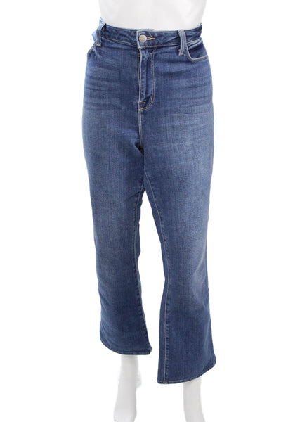 L'Agence Women Cropped Wide Leg Blue Mid Rise Jeans Size 32