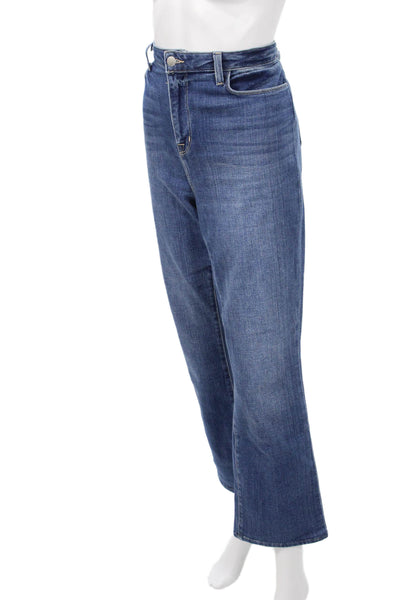 L'Agence Women Cropped Wide Leg Blue Mid Rise Jeans Size 32