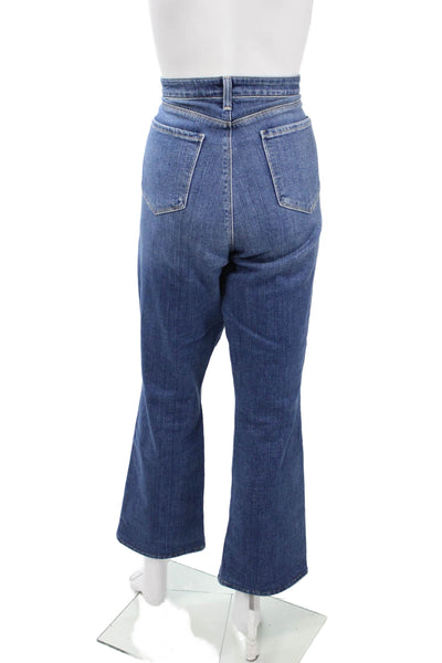 L'Agence Women Cropped Wide Leg Blue Mid Rise Jeans Size 32